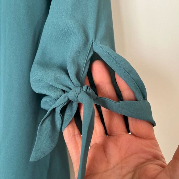 Iris teal/aquamarine off shoulder 2/3 sleeve blouse,elastic shoulder,loose fit S - Picture 3 of 7